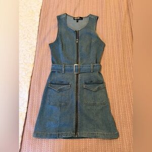 Denim Belted Mini Dress